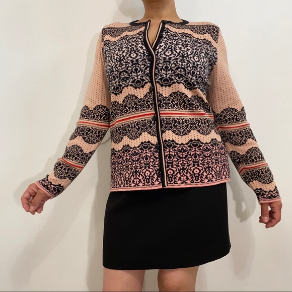 oleana Sweaters Oleana Norway Womens M Pink Silk Wool Blend Floral